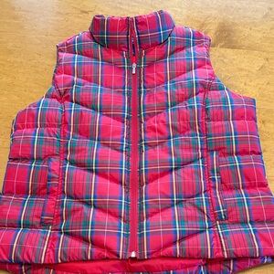 Lands End adorable Holiday Plaid Puffer Vest SZ XL / 18